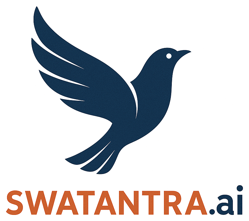 Swatantra.ai — dove above the coloured company name